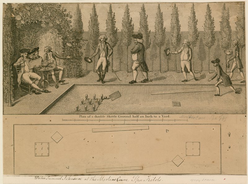 Dr Samuel Johnson v jeskyni Merlins, Spa Fields od English School