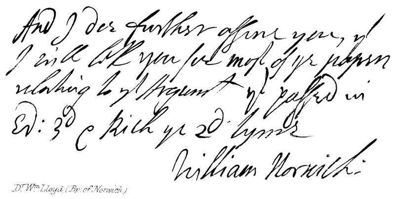 Dr Wm Lloyd, (Bp: z Norwiche) od English School
