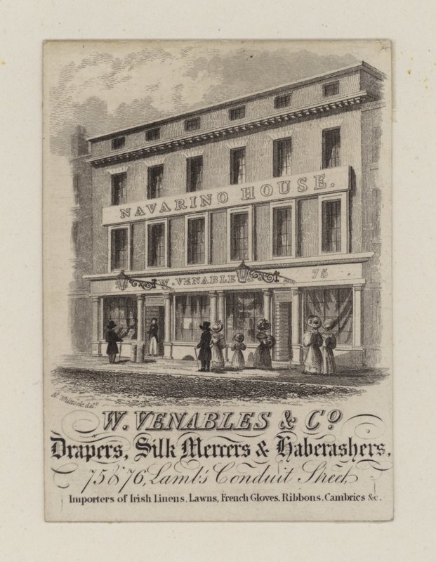 Drapers, W Venables & Co, obchodní karta od English School