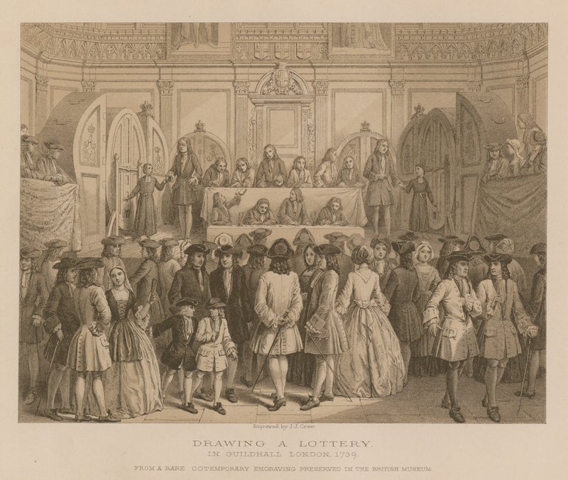 Losování loterie v Guildhall, Londýn, 1739 od English School