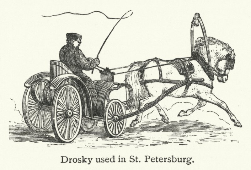 Drosky používané v Petrohradě (rytina) od English School