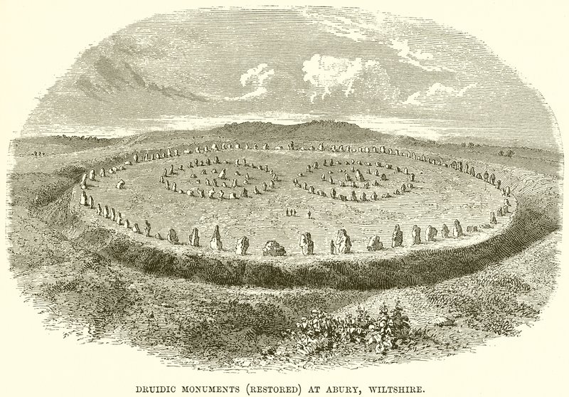 Druidské památky (obnovené) v Abury, Wiltshire od English School