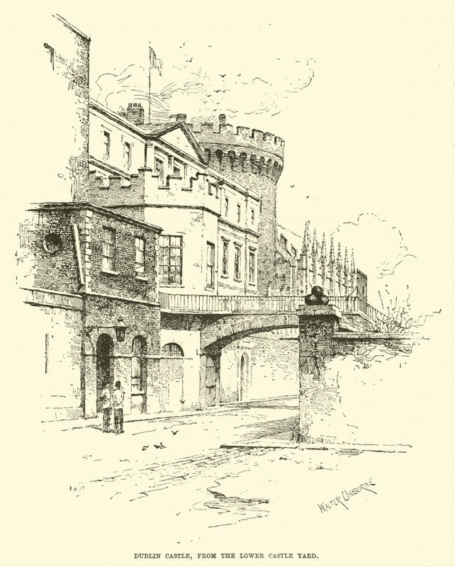 Dublinský hrad z Dolního zámeckého dvora od English School