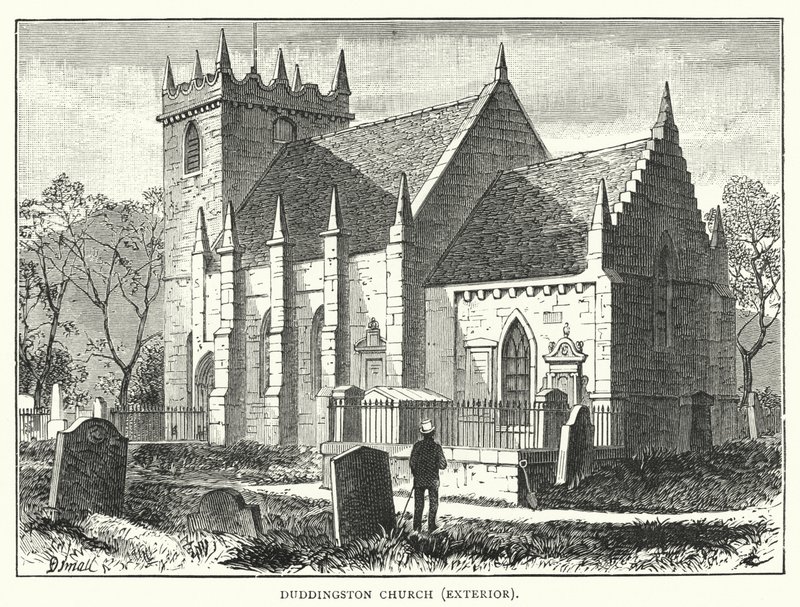 Duddingston Church, exteriér (rytina) od English School