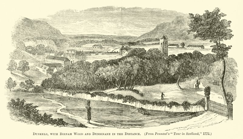 Dunkeld, s Birnam Wood a Dunsinane v dálce od English School
