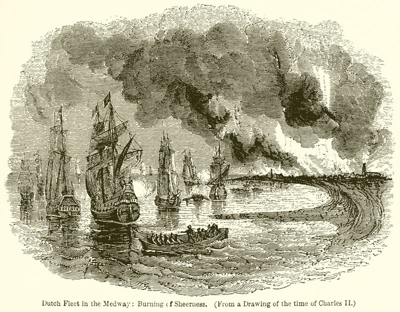 Nizozemská flotila v Medway: Burning of Sheerness od English School
