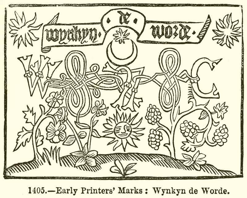 Známky prvních tiskáren: Wynkyn de Worde od English School