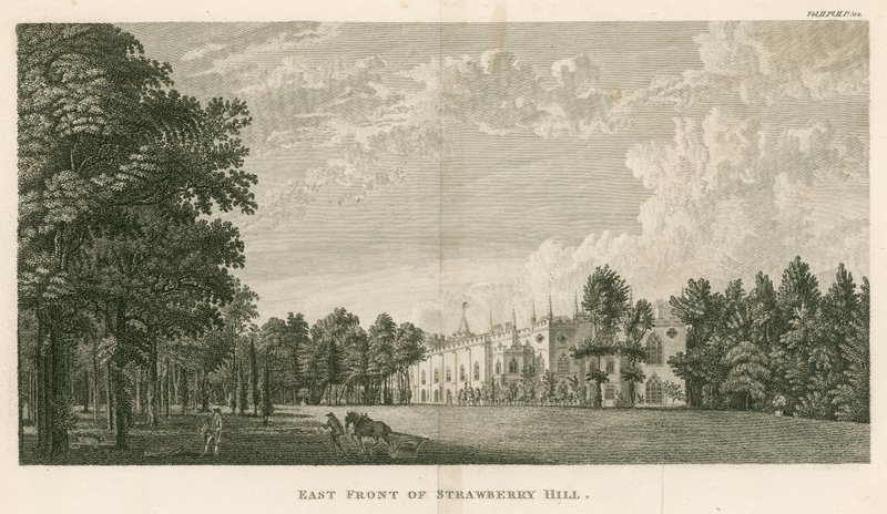 Východní průčelí Strawberry Hill, Twickenham, Londýn od English School