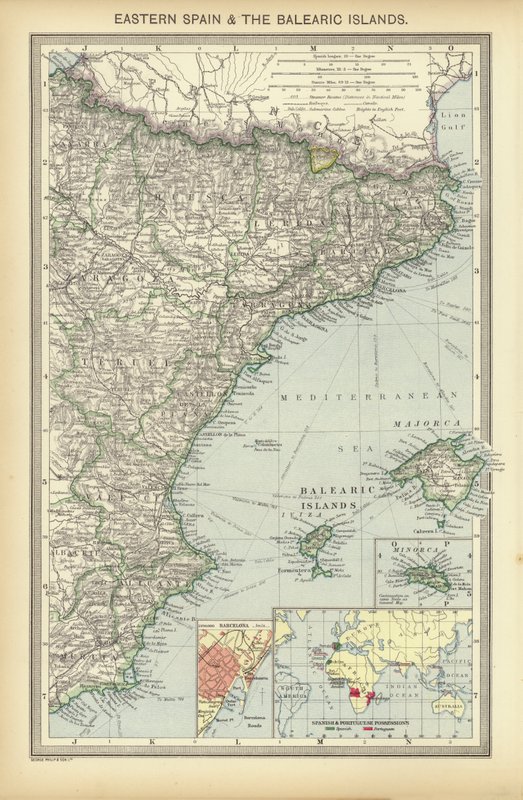 Východní Španělsko a Baleárské ostrovy (barva litho) od English School
