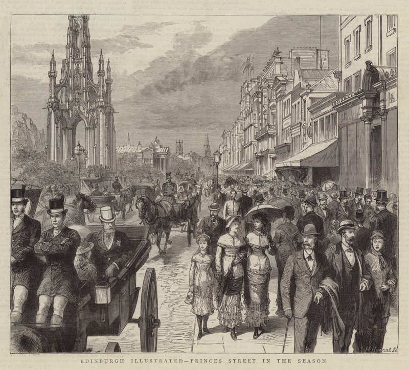 Edinburgh Illustrated, Princes Street v sezóně (rytina) od English School