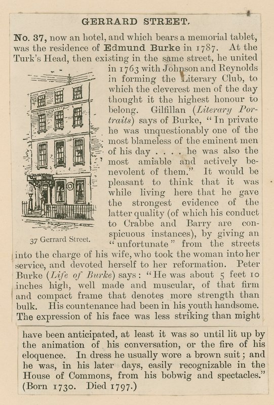 Edmund Burke a Gerrard Street 37 od English School