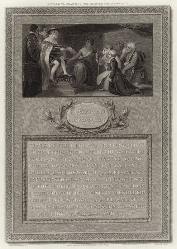Edward VI udělení Charty pro nemocnice od English School