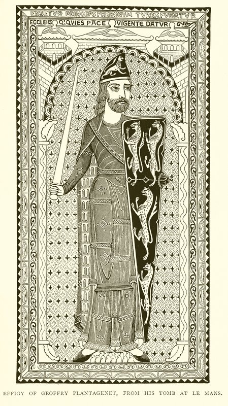 Podobizna Geoffryho Plantageneta z jeho hrobky v Le Mans od English School