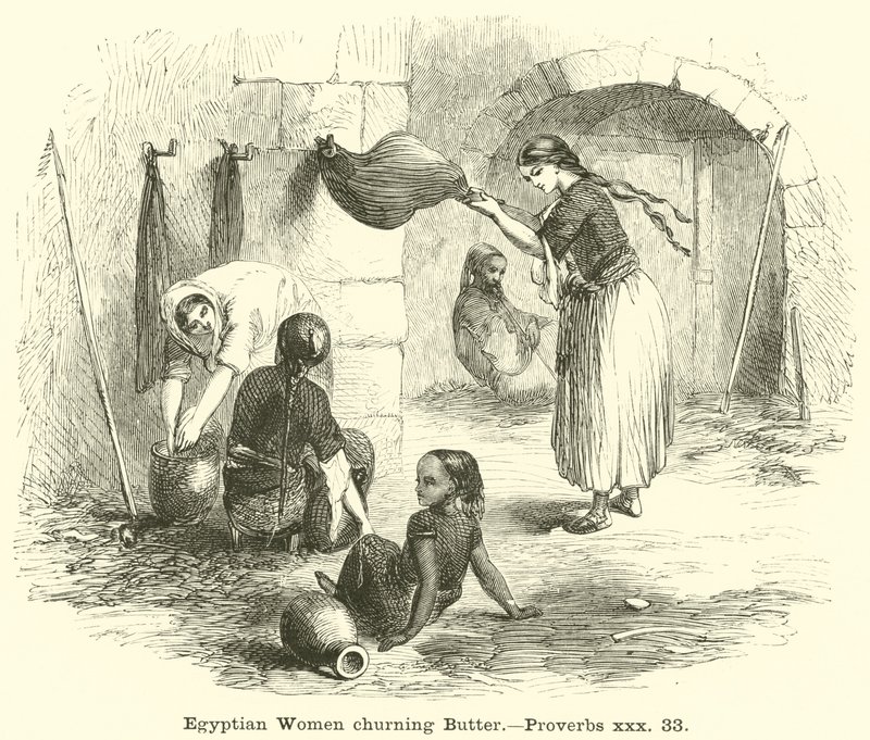 Egyptské ženy stloukají máslo, Přísloví, xxx, 33 od English School