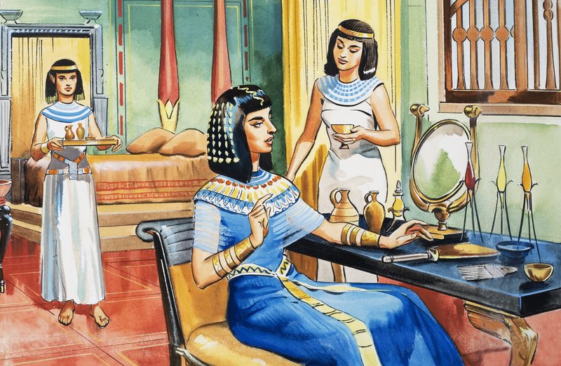 Egyptská dáma u svého toaletního stolku od English School