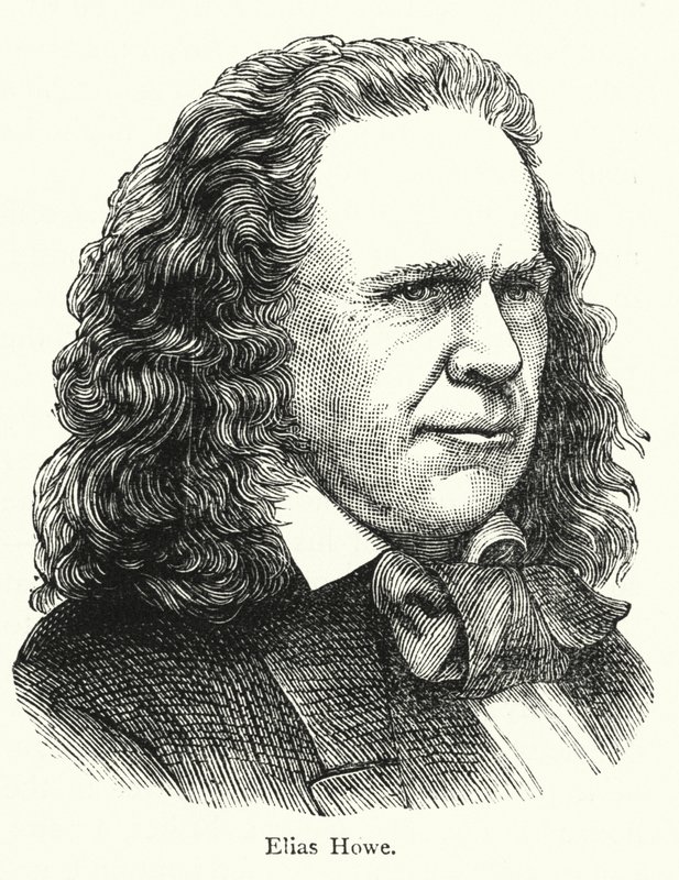 Elias Howe, americký vynálezce šicího stroje s vázaným stehem od English School