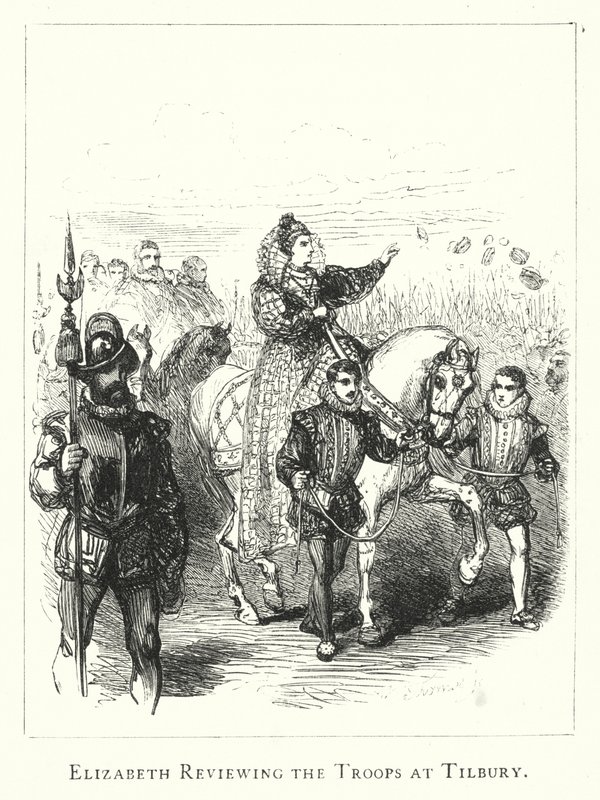 Elizabeth přezkoumává vojska v Tilbury od English School