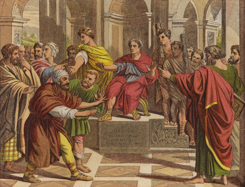 Elymas Čaroděj zasažen slepotou (chromolitho) od English School
