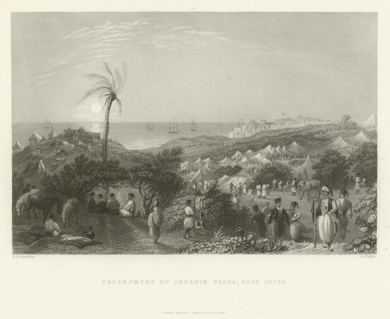 Tábořiště Ibrahim Pasha, poblíž Jaffa, 1837 od English School
