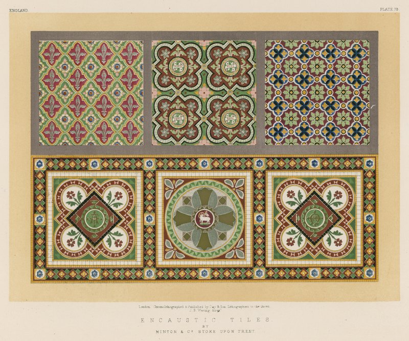 Enkaustické dlaždice od Minton a Co Stoke Upon Trent od English School