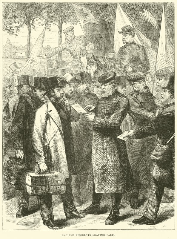Angličtí obyvatelé opouštějí Paříž, říjen 1870 od English School