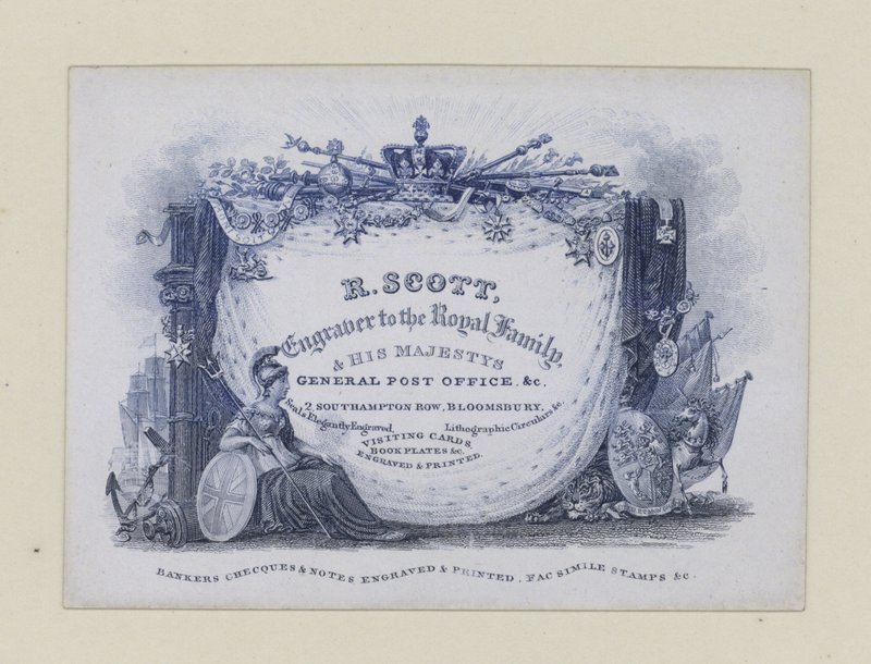 Engravers, R Scott, vizitka od English School