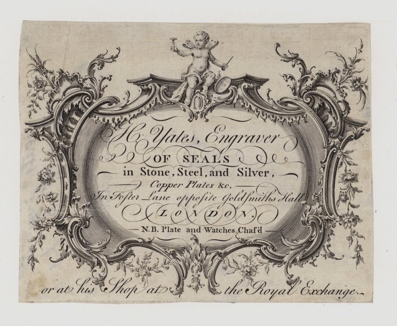 Engravers of Seals, H Yates, obchodní karta od English School