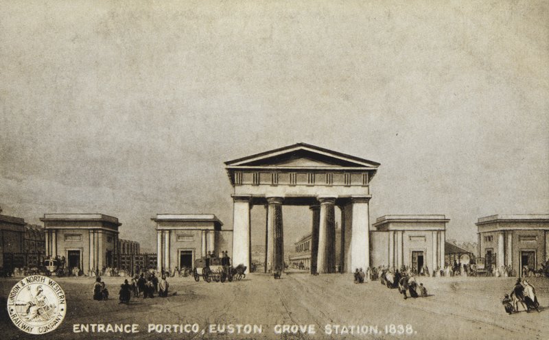 Vstup Portico, Euston Grove Station, 1838 od English School