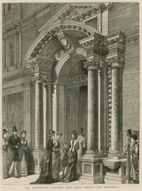 Vchod do galerie Grosvenor, New Bond Street, Londýn od English School