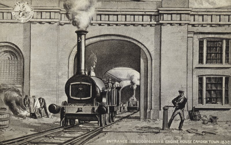 Vchod do Locomotive Engine House Camden Town, 1838 od English School