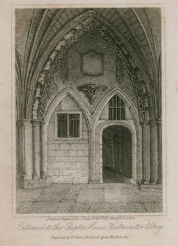 Vchod do Kapituly, Westminster Abbey, Londýn od English School