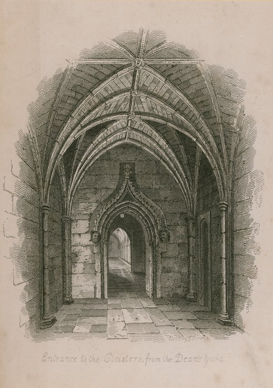 Vchod do klášterů z Deans Yard, Westminster Abbey, Londýn od English School