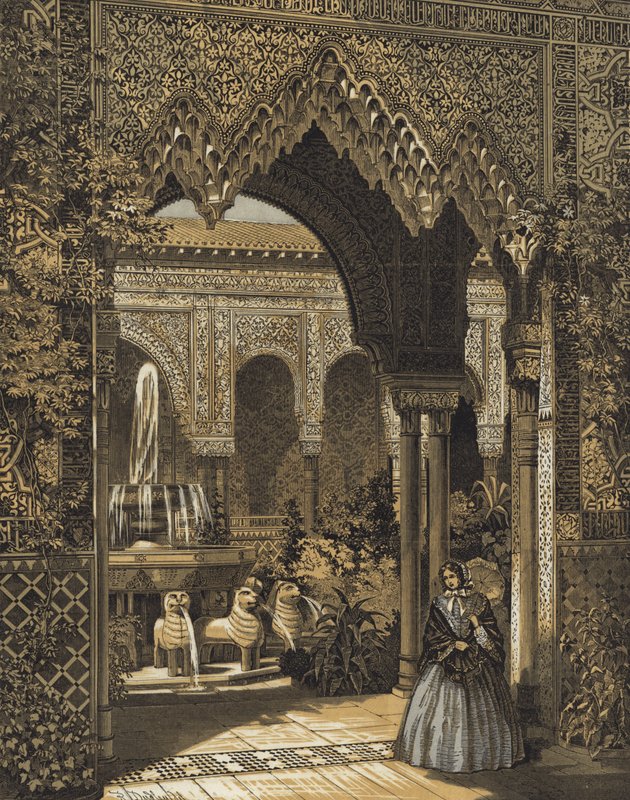 Vstup do Court of Lions, Alhambra Court, Crystal Palace, Sydenham, Londýn od English School