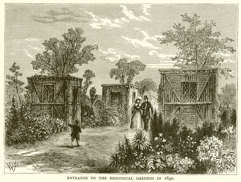 Vstup do zoologické zahrady v roce 1840 od English School