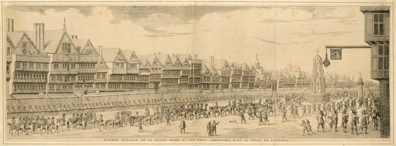 Královský vstup královny matky Roy Tres Chrestien do City of London od English School