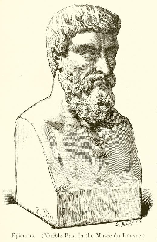 Epikuros. (Mramorová busta v Musee du Louvre) (rytina) od English School