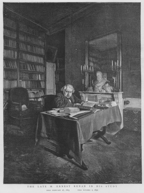 Ernest Renan, francouzský filozof a náboženský historik, ve své studii (litho) od English School