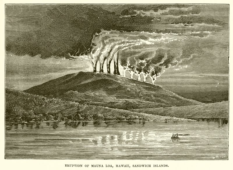 Eruption of Mauna Loa, Hawaii, Sandwich Islands od English School