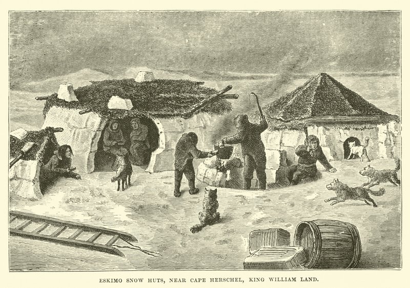 Eskymácké sněžné chatrče, poblíž Cape Herschel, King William Land od English School