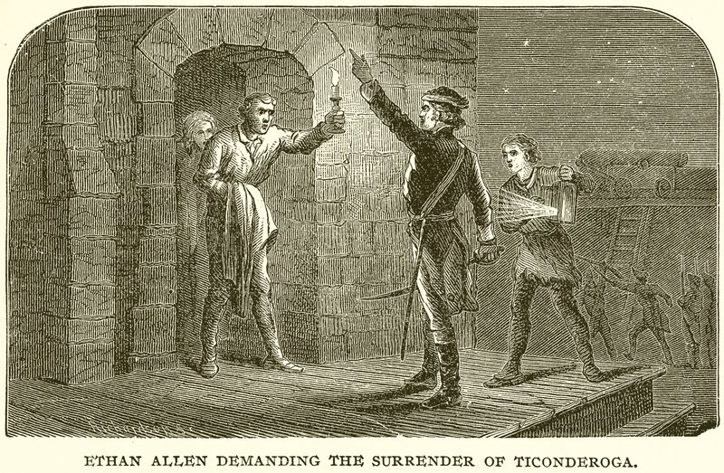 Ethan Allen požaduje kapitulaci Ticonderogy od English School