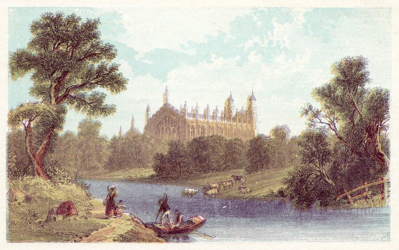 Eton College (barevná litografie) od English School