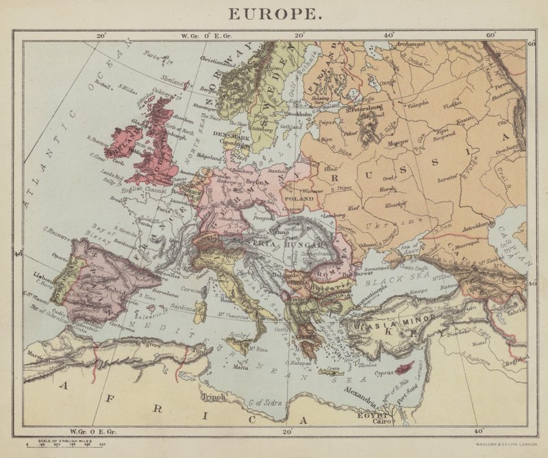 Evropa (litografie) od English School