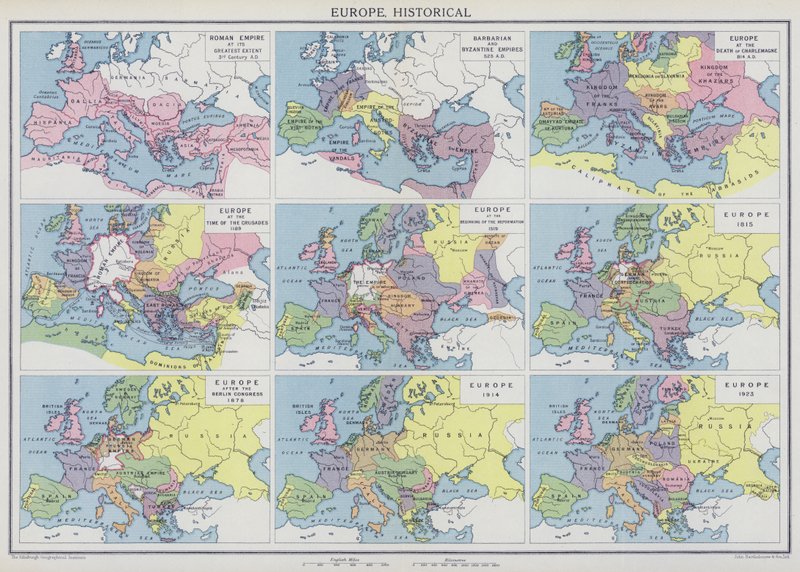 Evropa, historické (barevná litografie) od English School