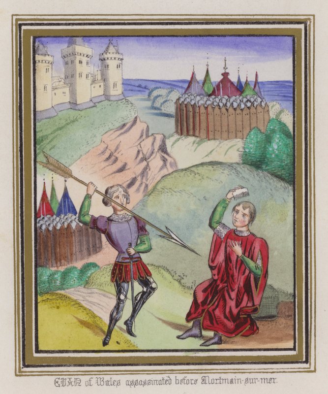 Evan Of Wales zavražděn před Morman-Sur-Mer (barevná rytina) od English School