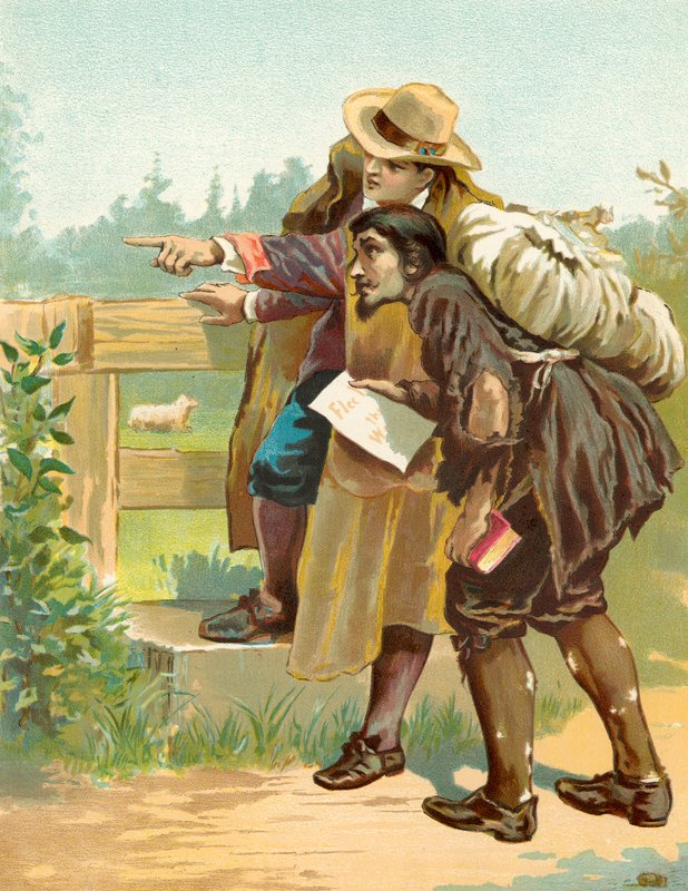 Evangelista ukazuje Christianovi na bránu Wicket od English School