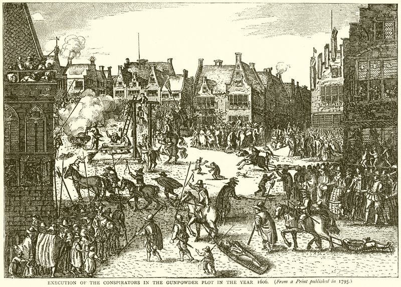 Poprava spiklenců v spiknutí střelného prachu v roce 1606 od English School