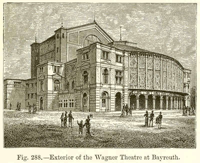 Exteriér Wagnerova divadla v Bayreuthu od English School