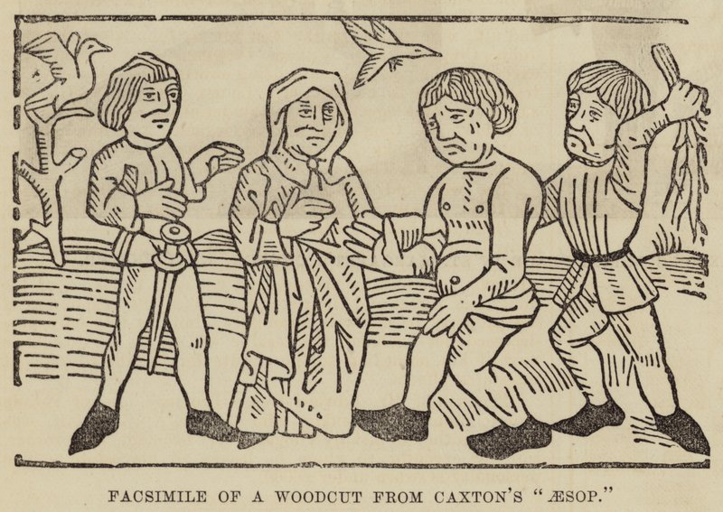 Faksimile dřevorytu z Caxtonova "Aesop" (rytina) od English School