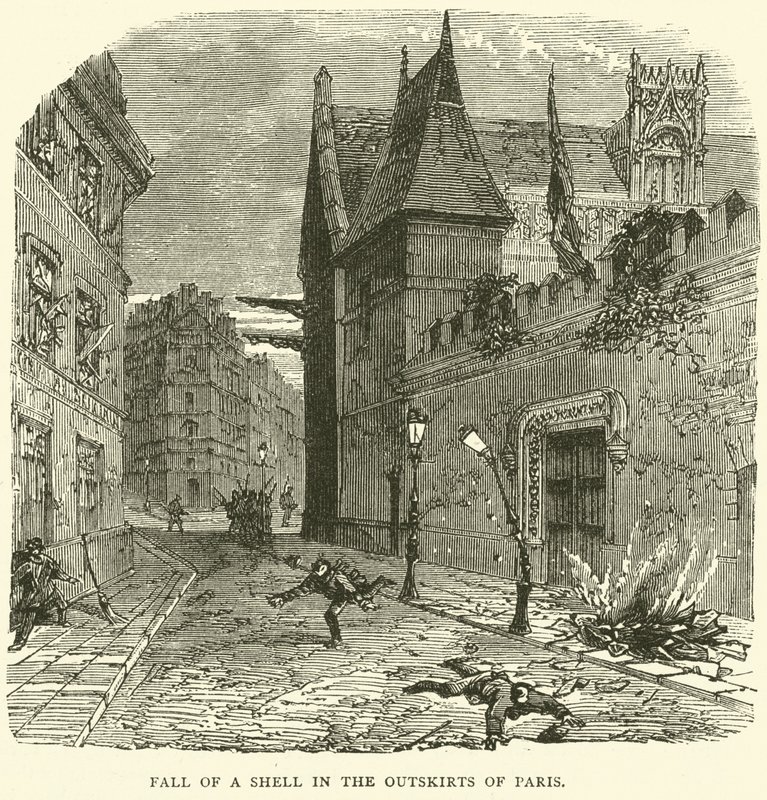 Pád skořápky na předměstí Paříže, říjen 1870 od English School