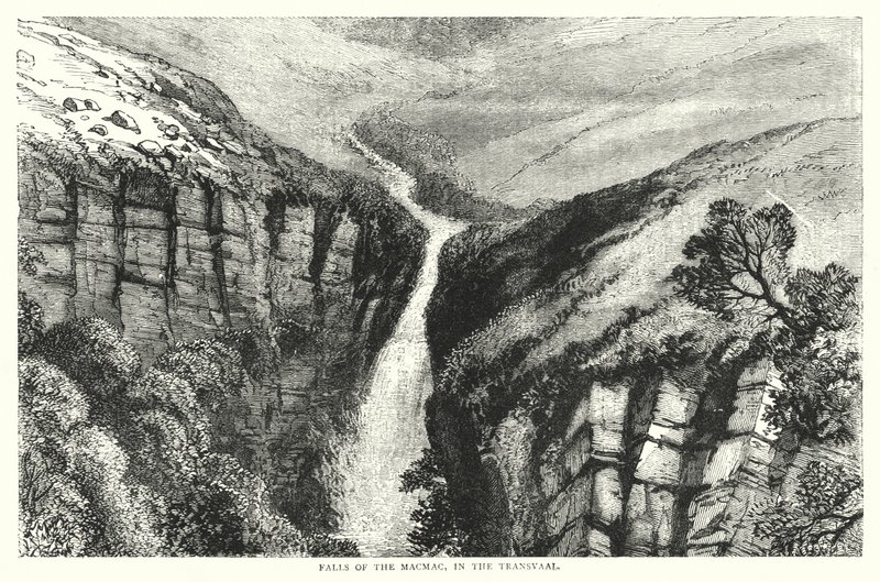 Falls of the Macmac, v Transvaalu (rytina) od English School